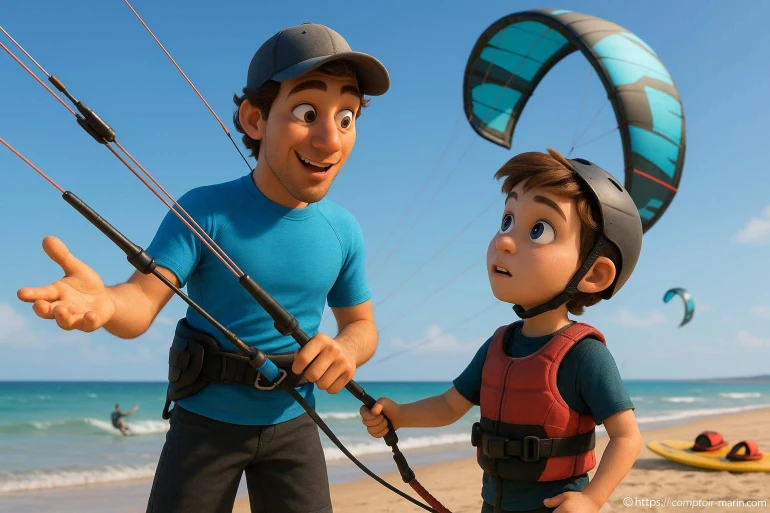 Initiation au kitesurf entre adulte et enfant