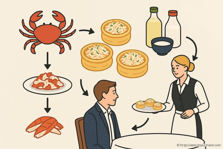 Processus de préparation et service de plats au crabe