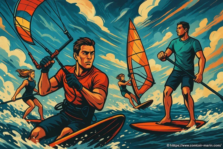 Sports nautiques planche à voile et kitesurf