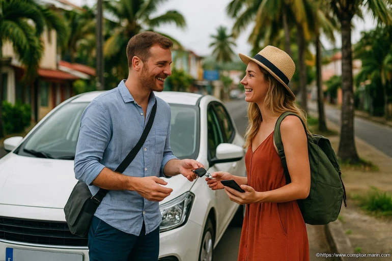 Échange de clés de voiture entre deux personnes