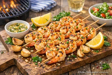 Brochettes de crevettes à l’ail : recette estivale facile et savoureuse