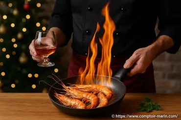 Gambas flambées au cognac : recette festive pour un repas de fête