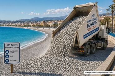 6000 tonnes de galets 100 % locaux déversés sur les plages de Nice pour lutter contre l’érosion