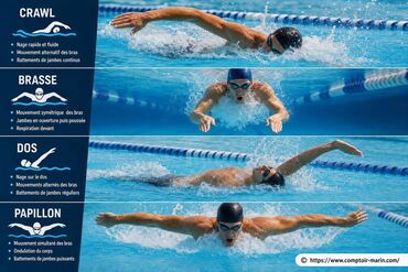 Techniques de natation : comment maîtriser crawl, brasse, dos et papillon